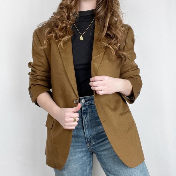 Vintage Jackets & Blazers - Vintage Union Made 100% Cashmere Oversized Blazer Jacket Long Pea Coat Preppy
